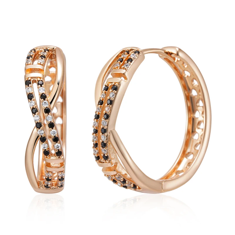 585 Rose Gold Color Big Hoop Earrings Elegant and Stylish Jewelry for Women