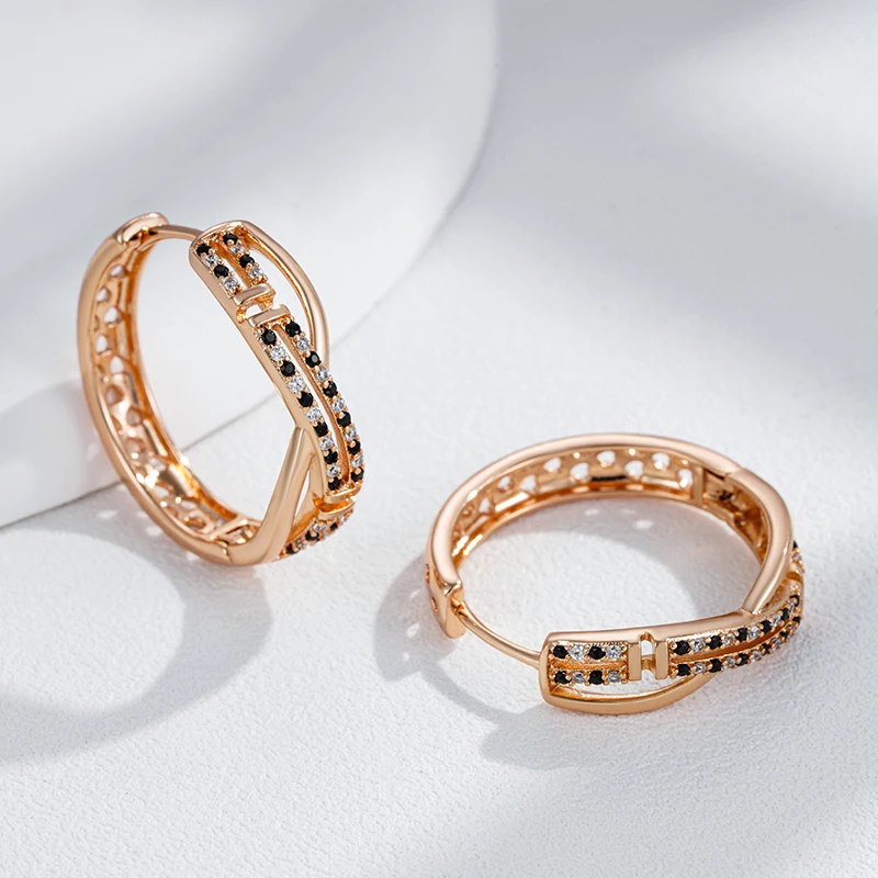 585 Rose Gold Color Big Hoop Earrings Elegant and Stylish Jewelry for Women
