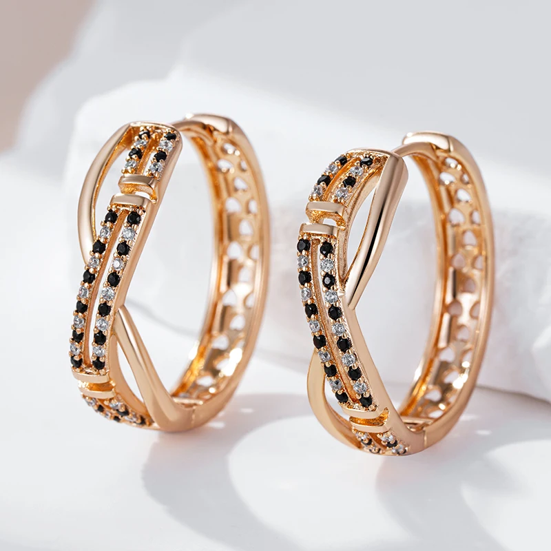 585 Rose Gold Color Big Hoop Earrings Elegant and Stylish Jewelry for Women