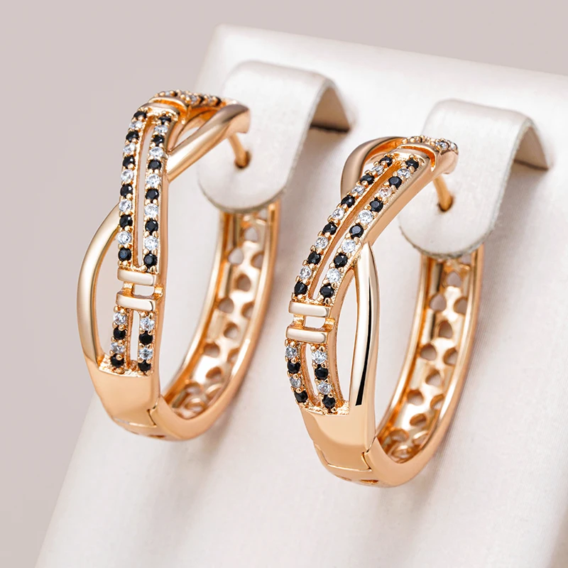 585 Rose Gold Color Big Hoop Earrings Elegant and Stylish Jewelry for Women