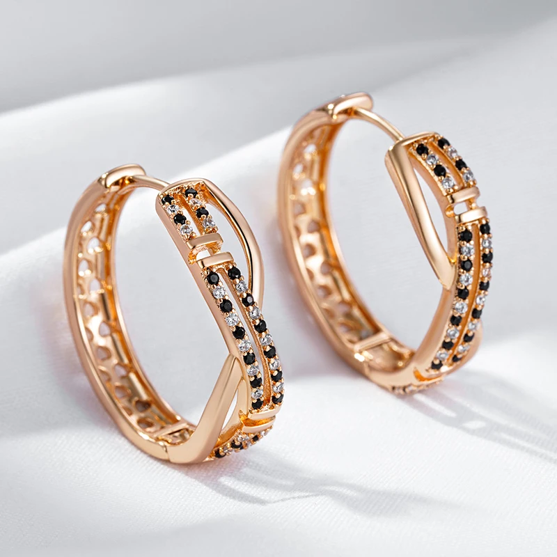 585 Rose Gold Color Big Hoop Earrings Elegant and Stylish Jewelry for Women