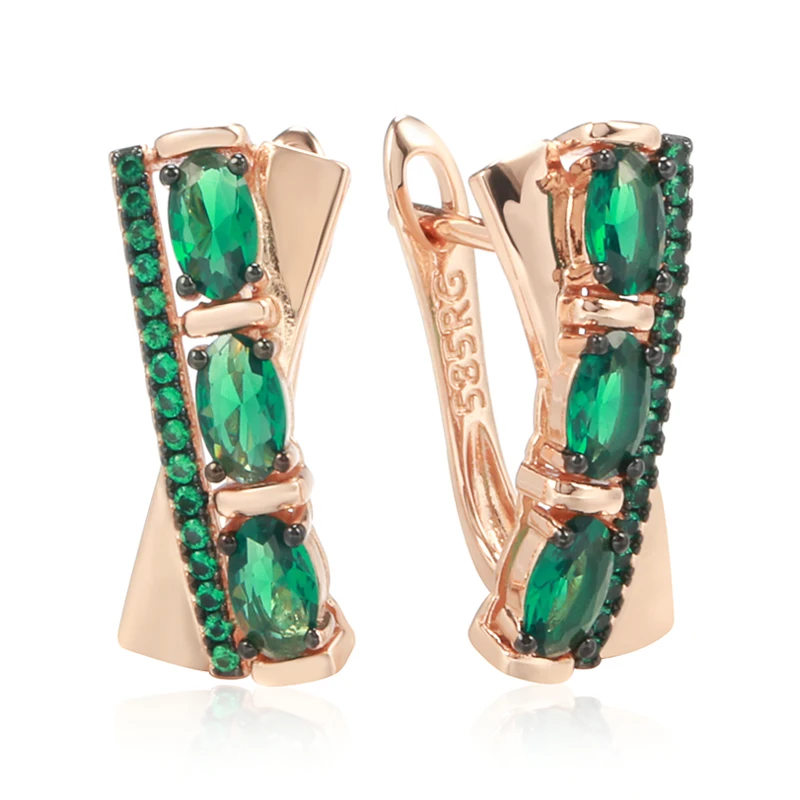 Green Natural Zircon English Earrings
