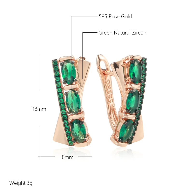 Green Natural Zircon English Earrings