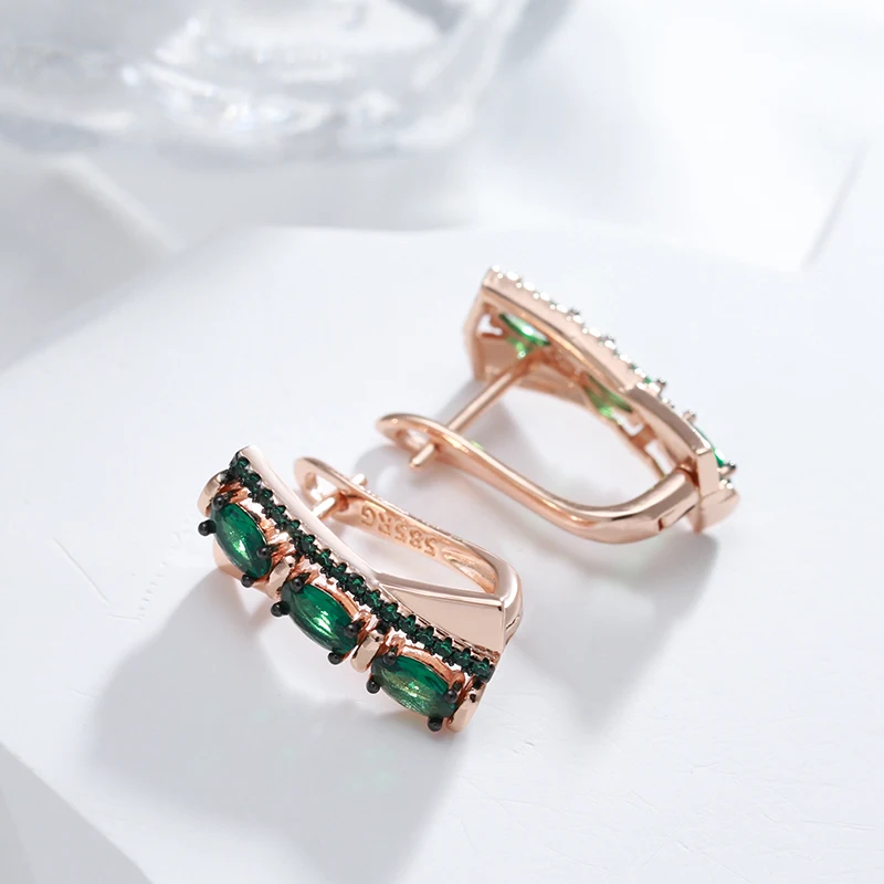 Green Natural Zircon English Earrings