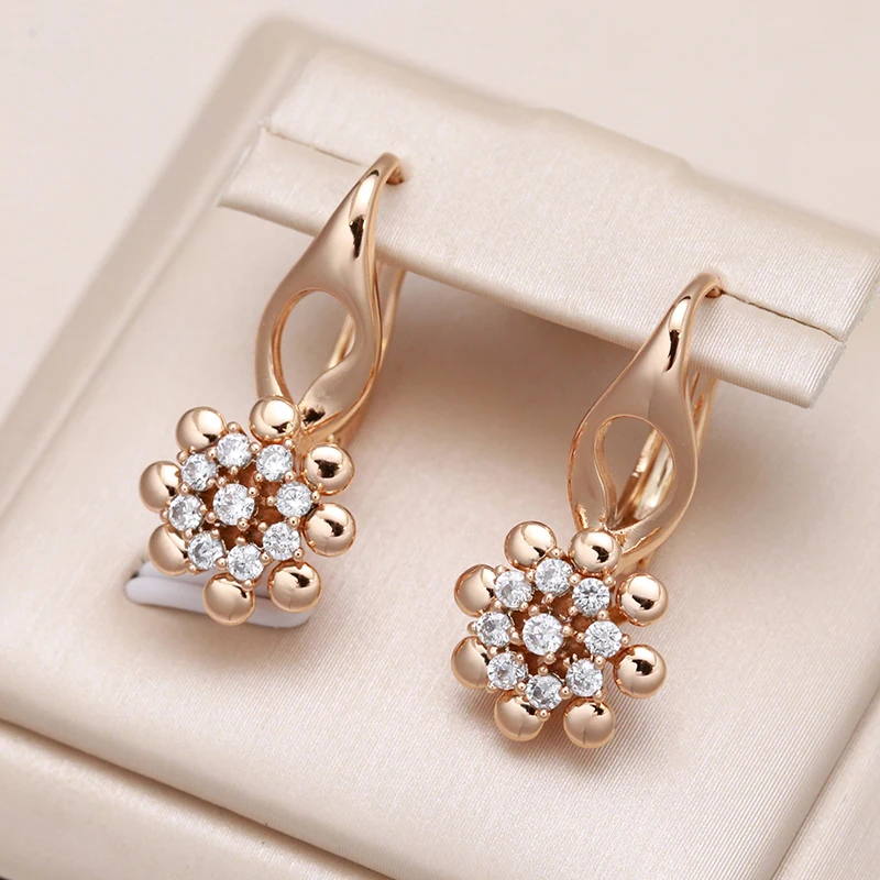Flower Natural Zircon Drop Earrings