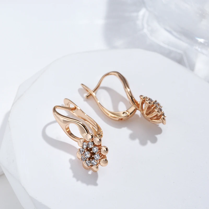 Flower Natural Zircon Drop Earrings