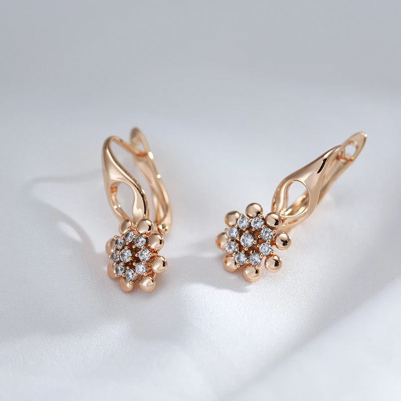 Flower Natural Zircon Drop Earrings