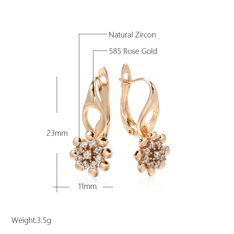 Flower Natural Zircon Drop Earrings