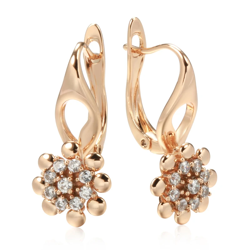 Flower Natural Zircon Drop Earrings