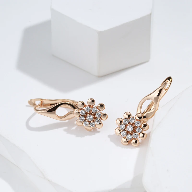 Flower Natural Zircon Drop Earrings