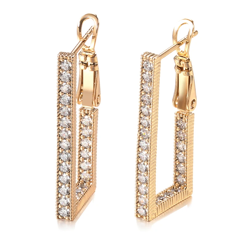 Zircon Long Rectangle Dangle Earrings