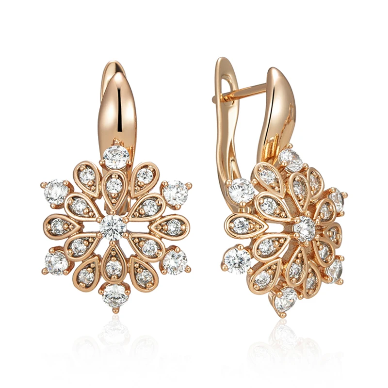 Ethnic Crystal Flower Dangle Earrings