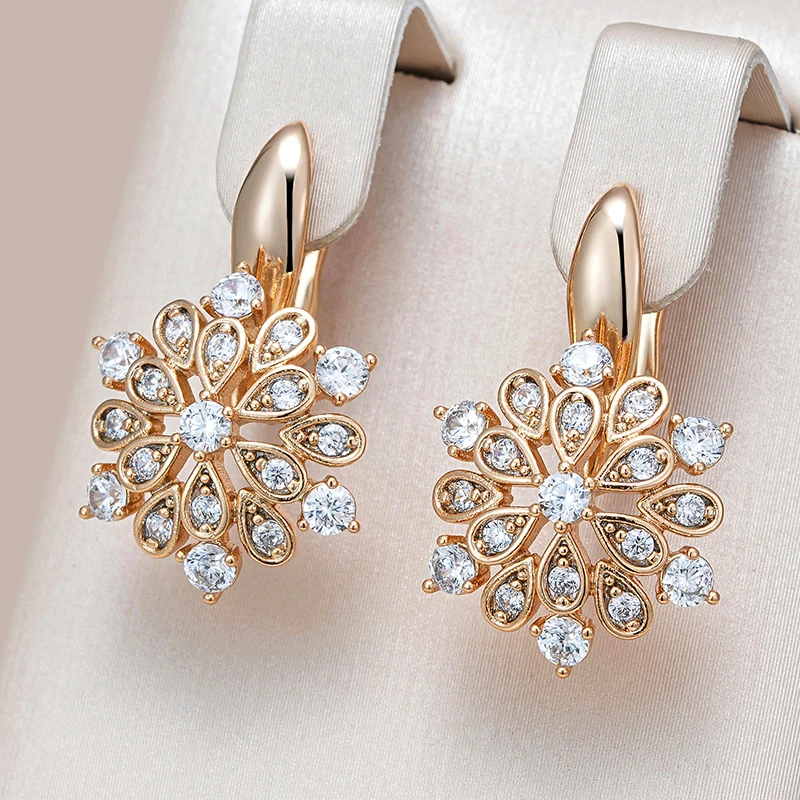 Ethnic Crystal Flower Dangle Earrings