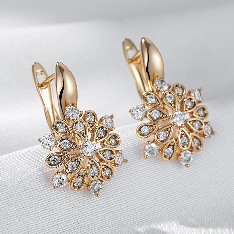 Ethnic Crystal Flower Dangle Earrings