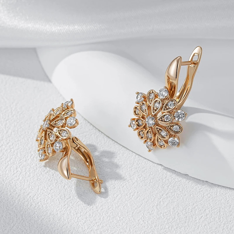 Ethnic Crystal Flower Dangle Earrings