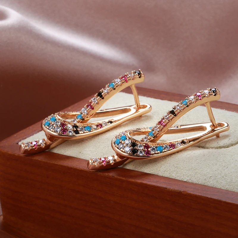 Colorful Zircon Dangle Earrings