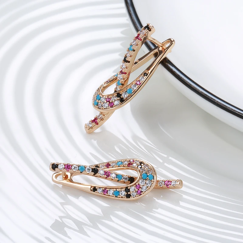 Colorful Zircon Dangle Earrings