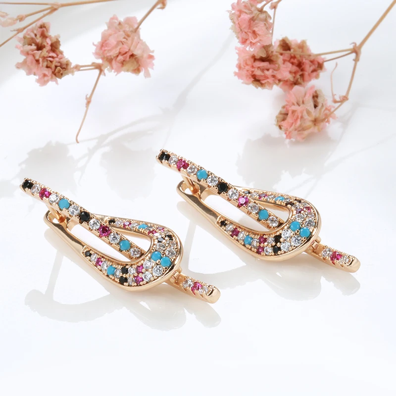 Colorful Zircon Dangle Earrings