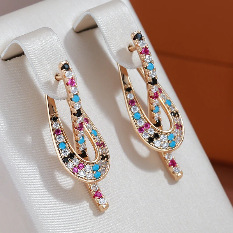 Colorful Zircon Dangle Earrings