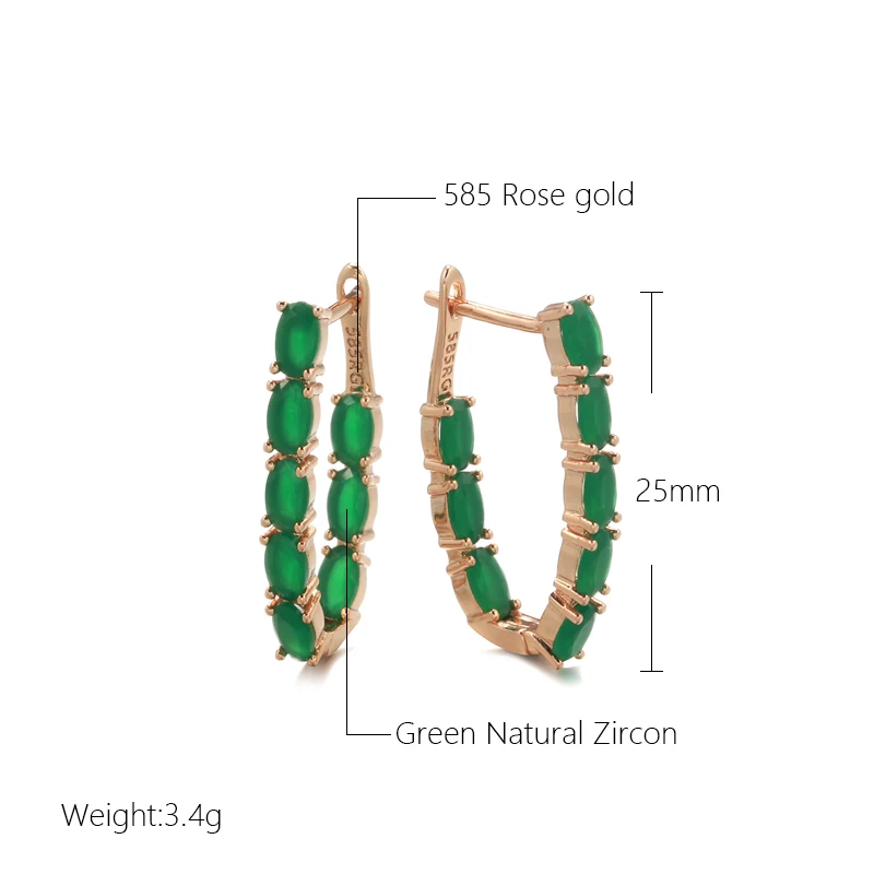 Green Zircon Long Women's Earrings