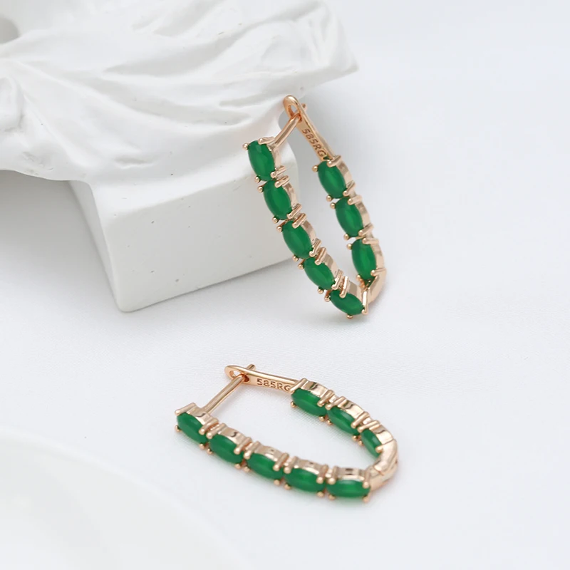 Green Zircon Long Women's Earrings