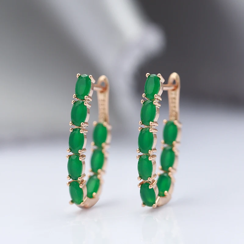 Green Zircon Long Women's Earrings