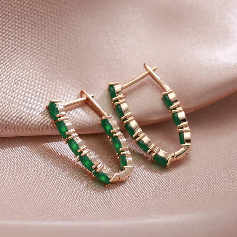 Green Zircon Long Women's Earrings