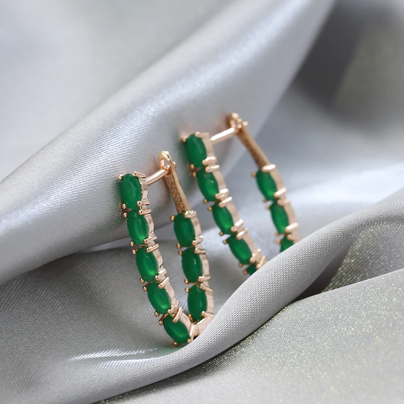 Green Zircon Long Women's Earrings