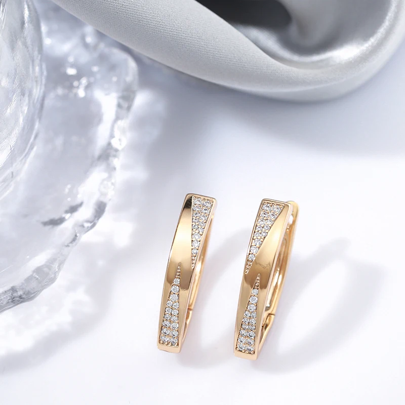 Trendy 585 Rose Golden Hoop Earrings