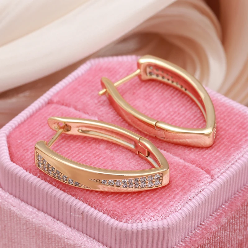 Trendy 585 Rose Golden Hoop Earrings