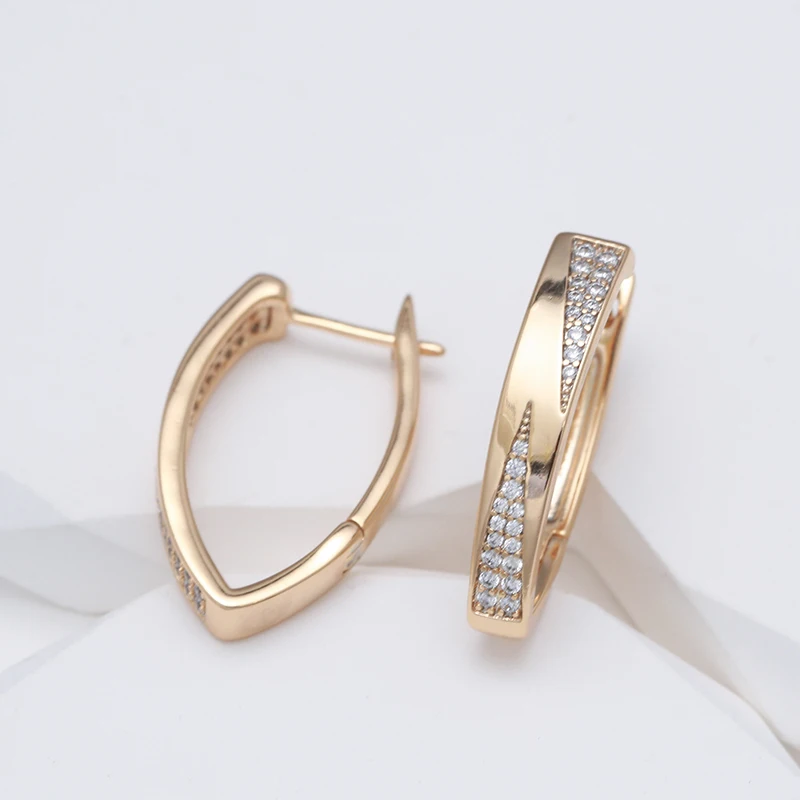 Trendy 585 Rose Golden Hoop Earrings