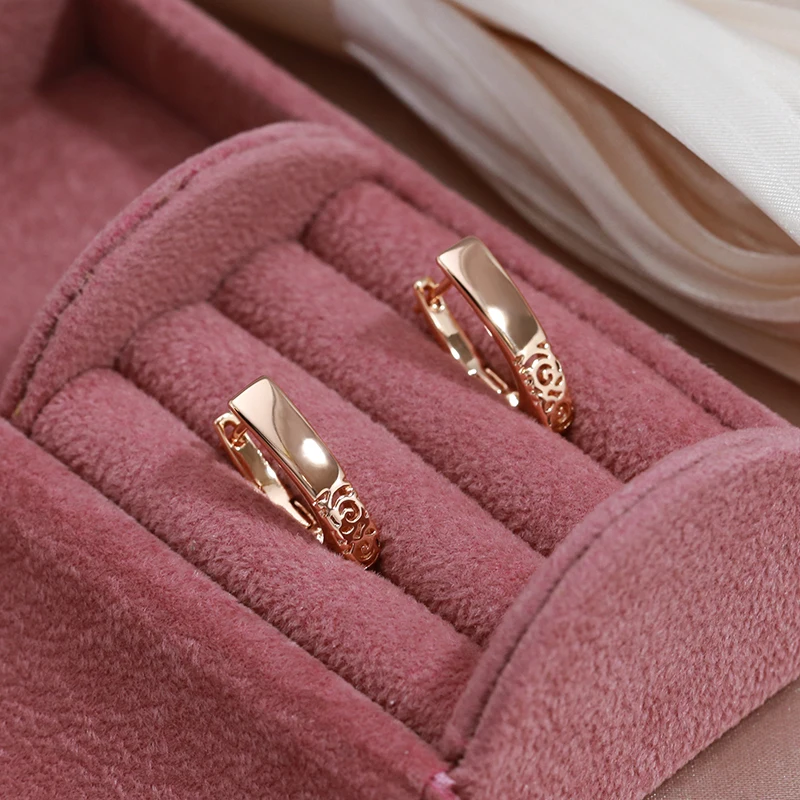Fashion 585 Rose Gold Color Hoop Earrings