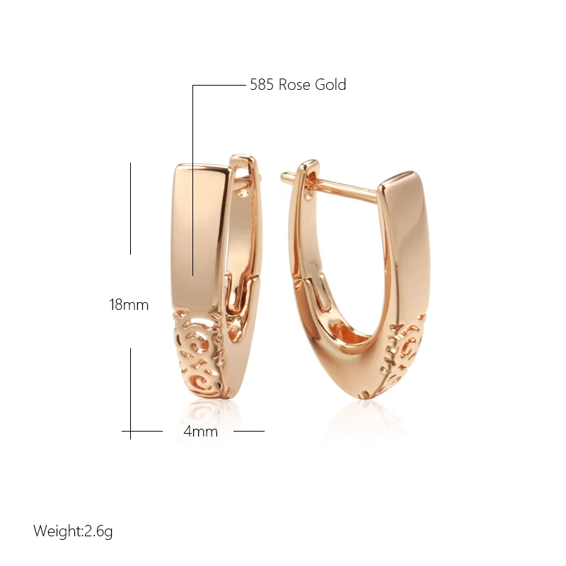 Fashion 585 Rose Gold Color Hoop Earrings