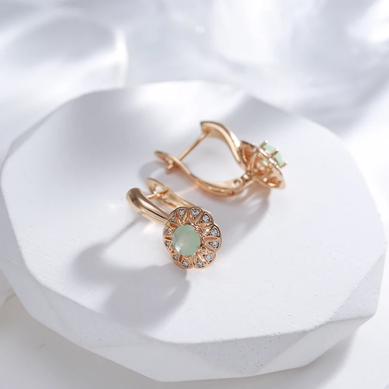 Lake Green Natural Zircon Drop Earrings