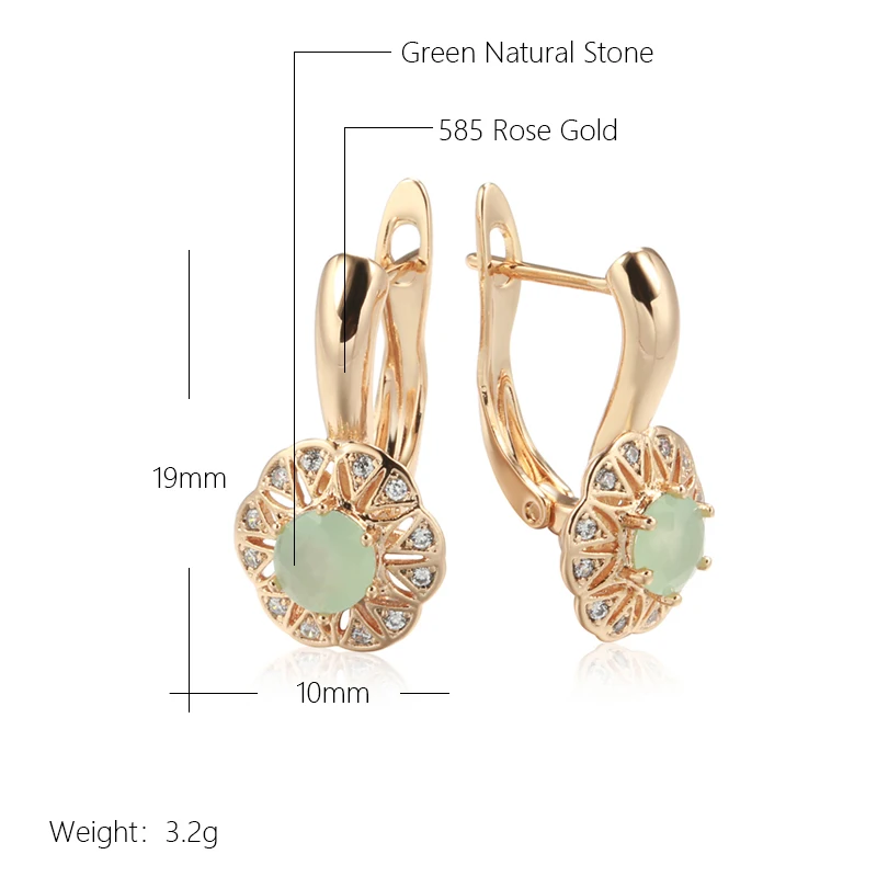 Lake Green Natural Zircon Drop Earrings