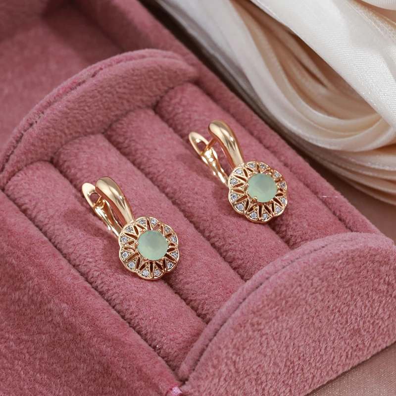 Lake Green Natural Zircon Drop Earrings