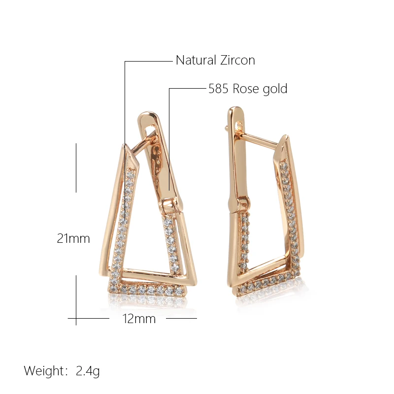 Triangle 585 Rose Gold Color Earrings