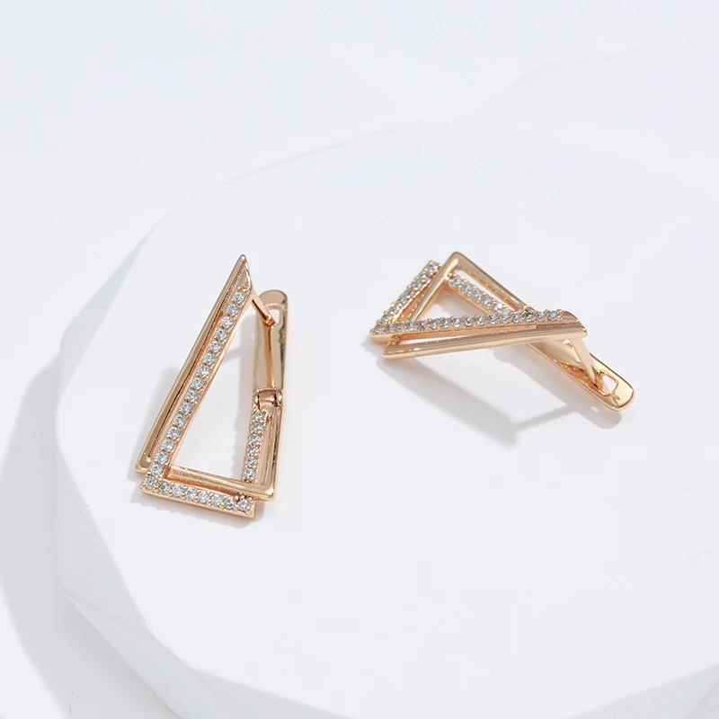 Triangle 585 Rose Gold Color Earrings
