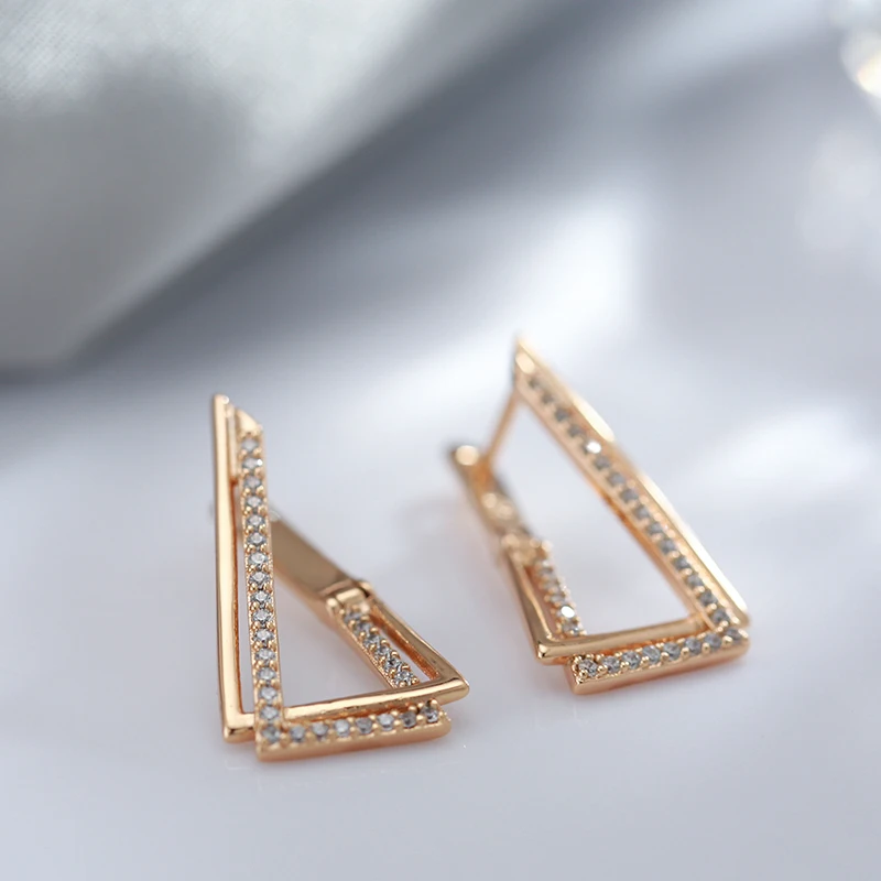 Triangle 585 Rose Gold Color Earrings