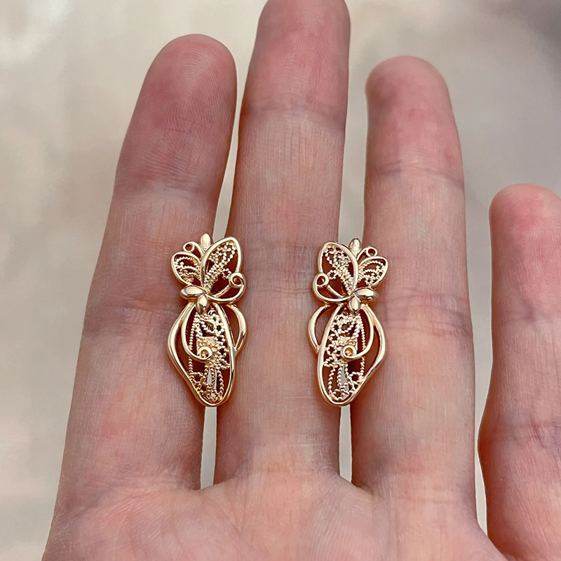 Gold Color Vintage Butterfly Earrings