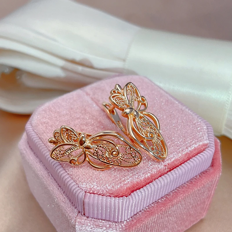 Gold Color Vintage Butterfly Earrings