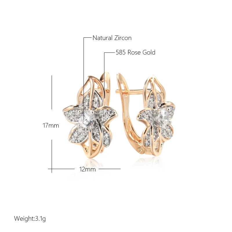 Gold Color Silver Plated Flower Earrings