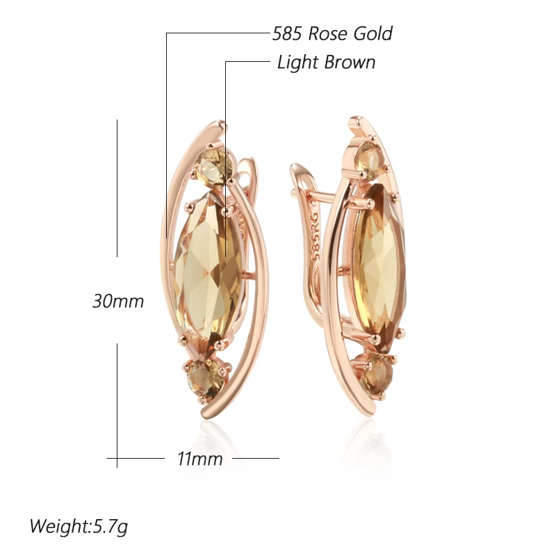 Light Brown Crystal Long English Earrings