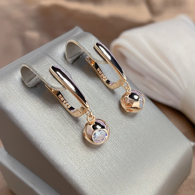 Round Sparkling Zircon Pendant Earrings