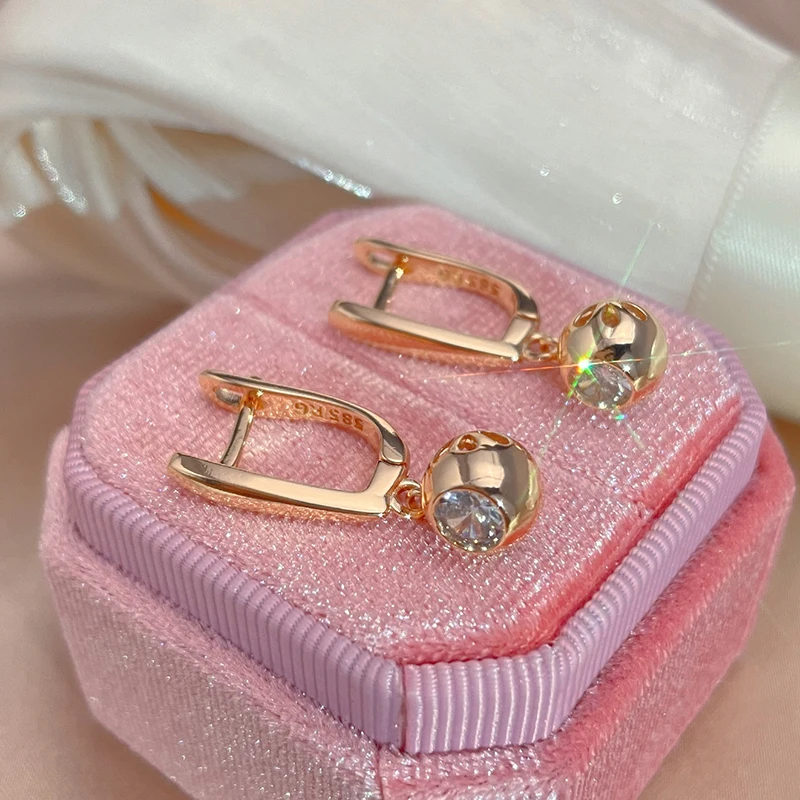 Round Sparkling Zircon Pendant Earrings