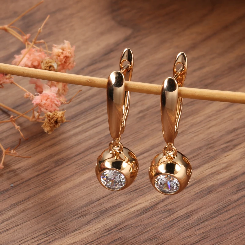 Round Sparkling Zircon Pendant Earrings