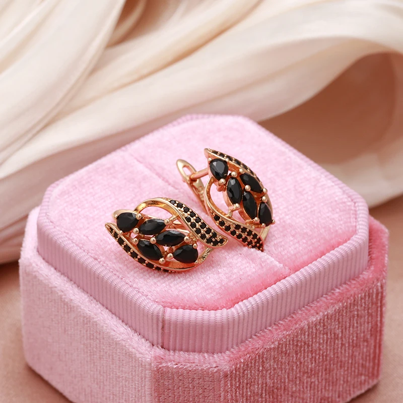 Luxury Black Zircon Paved Earrings