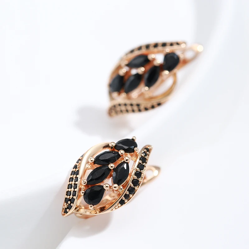 Luxury Black Zircon Paved Earrings