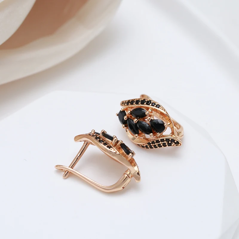Luxury Black Zircon Paved Earrings