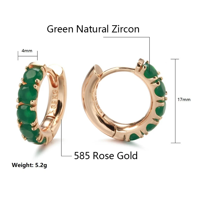 Opal Dark Green Stone Hoop Earrings